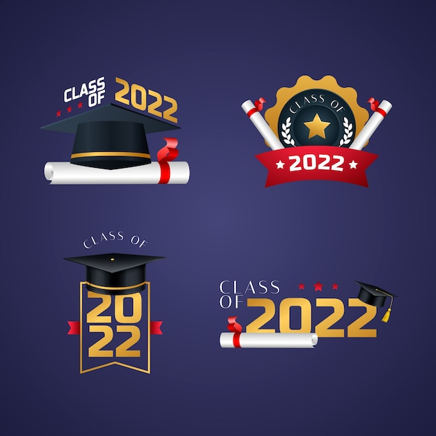 Realistic class of 2022 badges collection