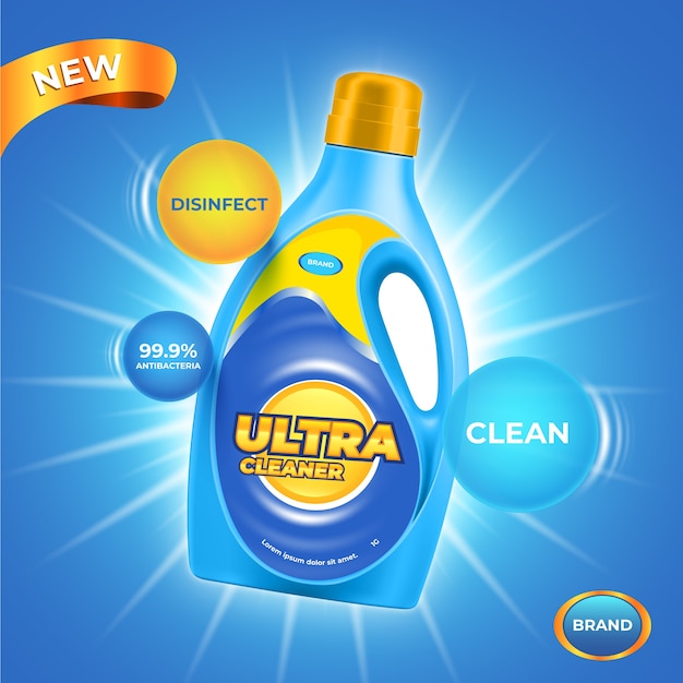 Free Vector realistic cleaning products ad