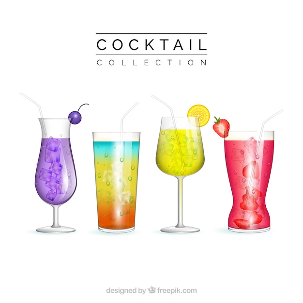 Realistic cocktail collection