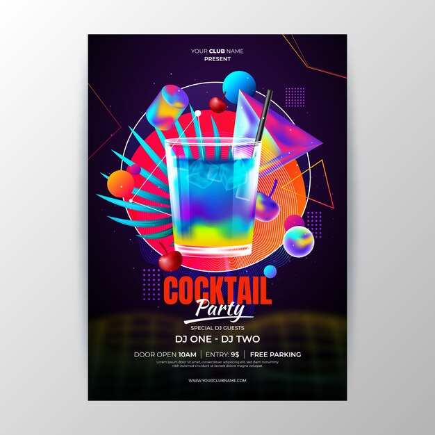 Realistic cocktail flyer template