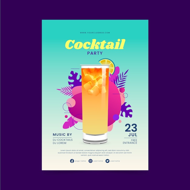 Realistic cocktail flyer