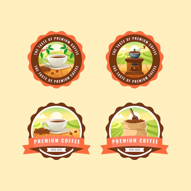 Realistic coffee shop badges template