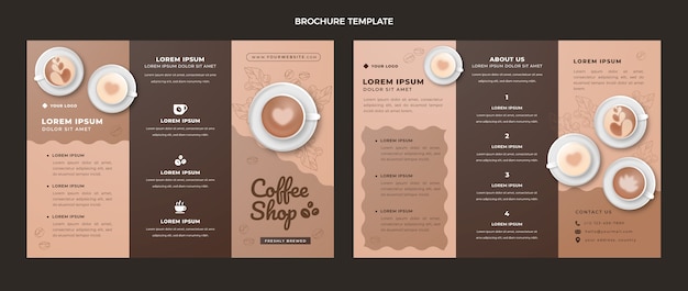 Realistic coffee shop brochure template