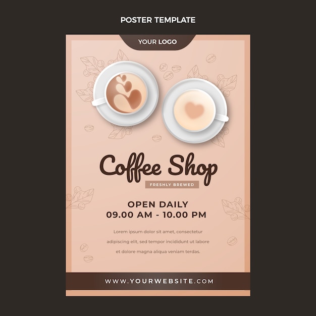 Realistic coffee shop poster template