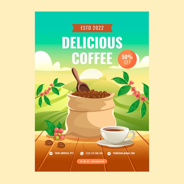 Realistic coffee shop poster template