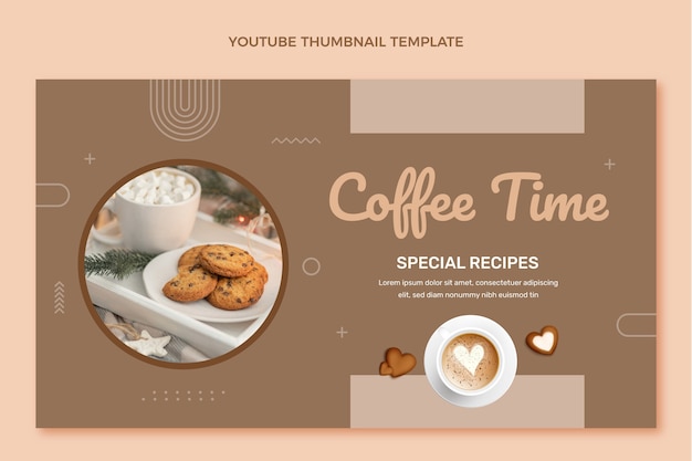 Free Vector realistic coffee shop youtube thumbnail