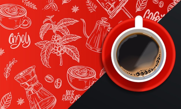 Free Vector realistic coffee time background with coffee cup