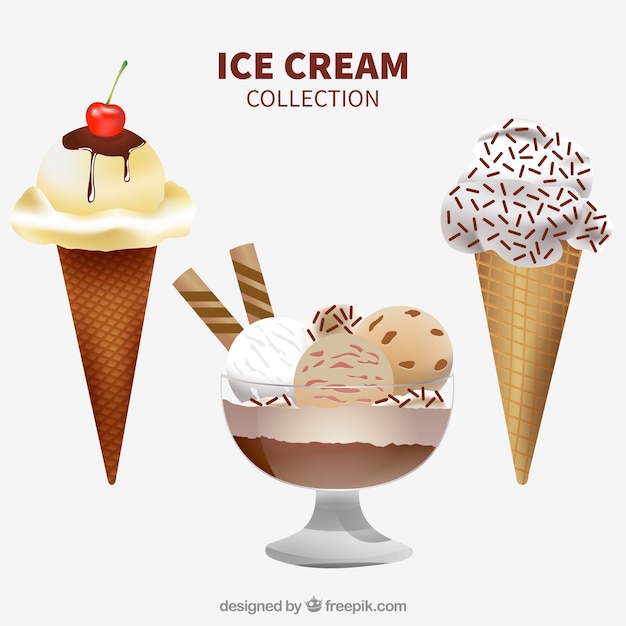 Free Vector realistic collection of delicious ice creams