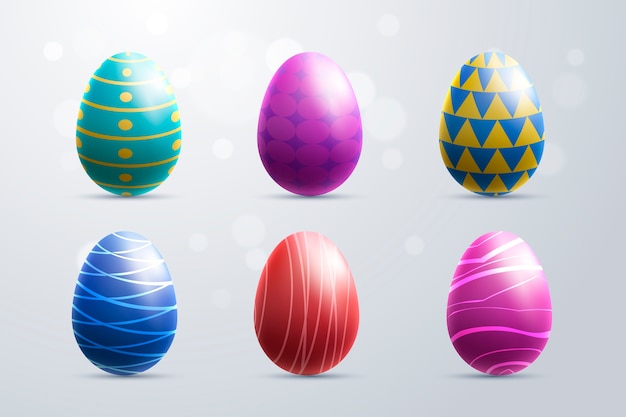 Free Vector realistic colorful easter day egg collection