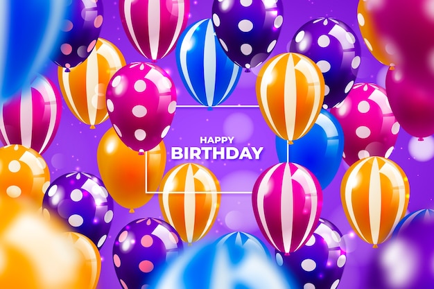 Realistic colourful birthday balloons background