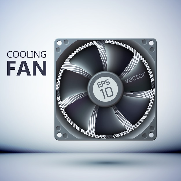 Free Vector realistic computer fan template with metal blades