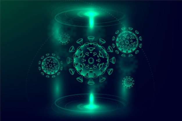 Realistic coronavirus hologram background