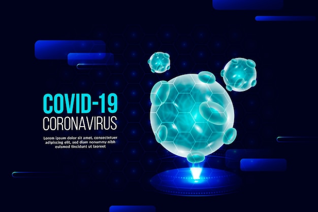 Realistic coronavirus hologram background