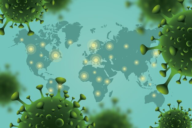 Realistic coronavirus with map concept