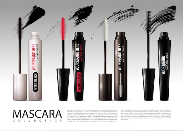 Free Vector realistic cosmetic mascara collection