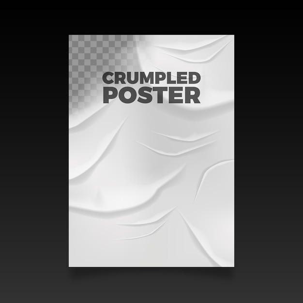 Realistic crumpled poster badly glued effect