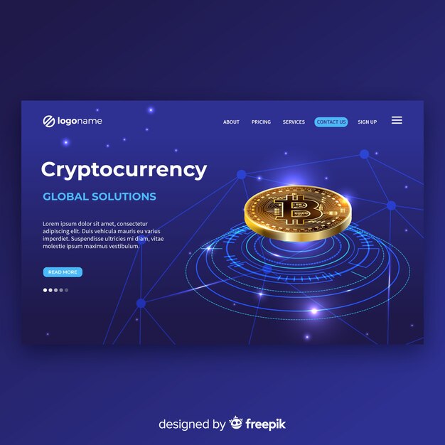 Realistic cryptocurrency landing page template