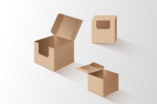 Realistic cube box mockup design