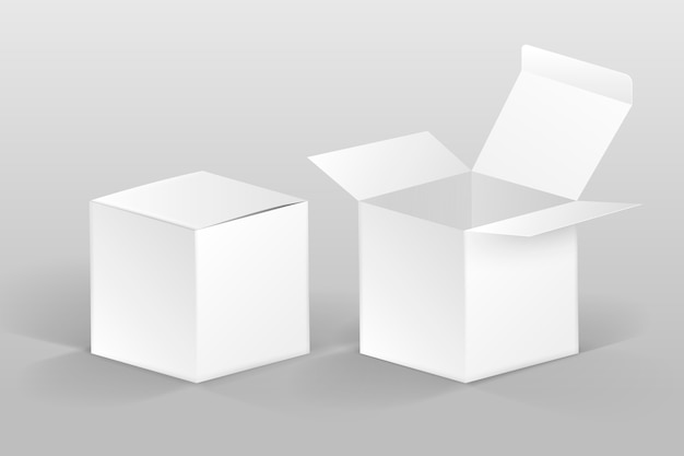 Realistic cube box mockup illustration