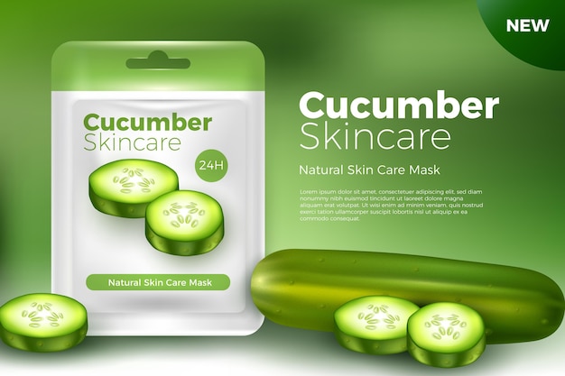 Free Vector realistic cucumber sheet mask ad