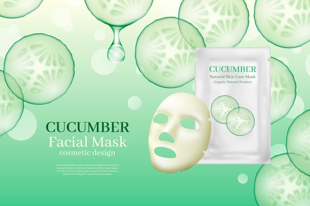 Realistic cucumber sheet mask ad