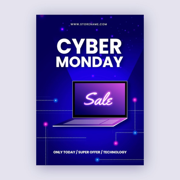 Realistic cyber monday flyer template