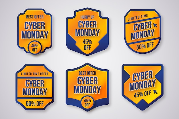 Free vector realistic cyber monday labels collection