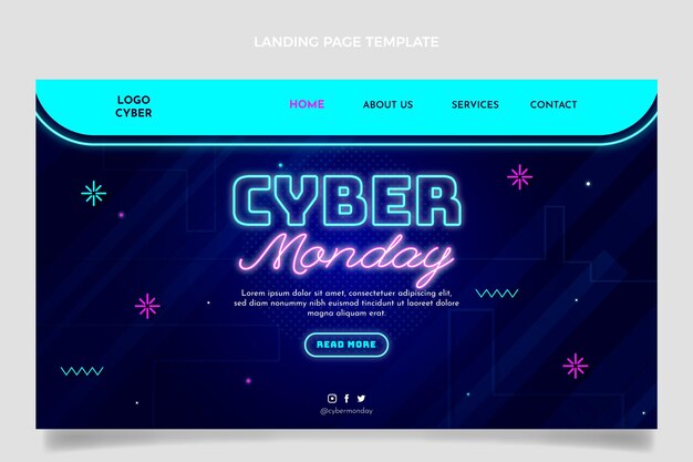 Realistic cyber monday landing page template