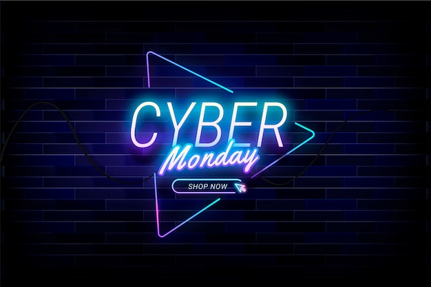 Realistic cyber monday neon lettering