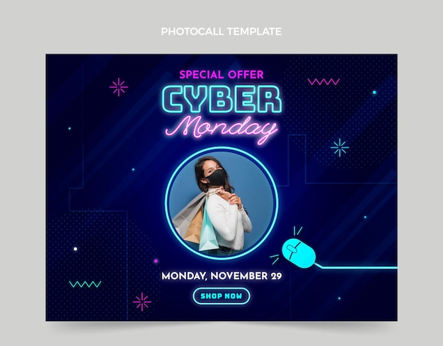 Free vector realistic cyber monday photocall template