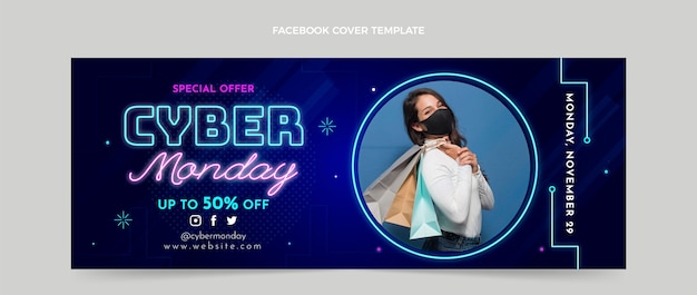 Realistic cyber monday social media cover template