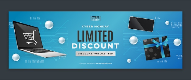 Realistic cyber monday twitter header