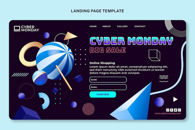 Free vector realistic cyber monday twitter landing page template