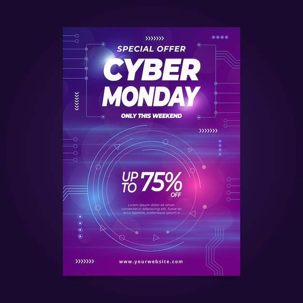 Free vector realistic cyber monday vertical poster template