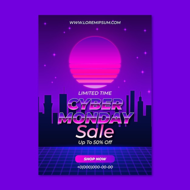 Free vector realistic cyber monday vertical poster template