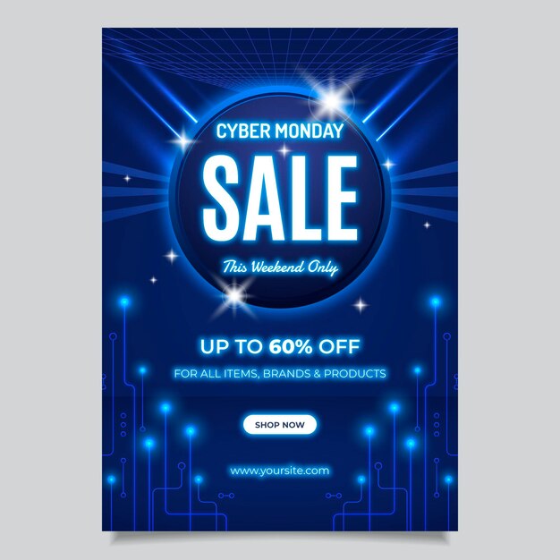 Realistic cyber monday vertical poster template