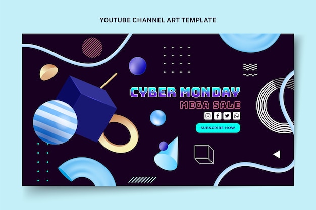 Free vector realistic cyber monday youtube channel art