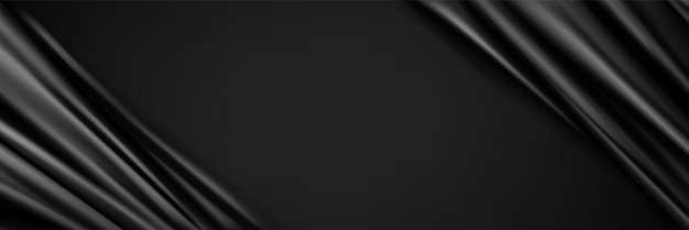 Free Vector realistic dark black silk fabric background