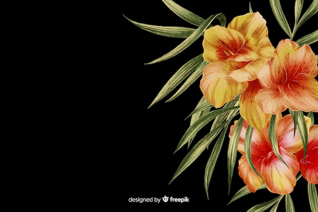 Realistic dark floral background