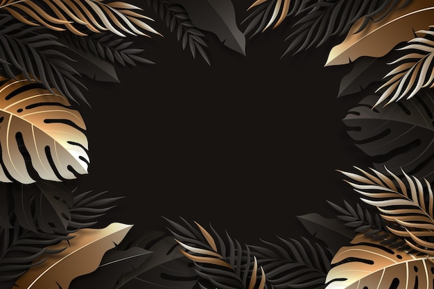 Realistic dark golden leaves background