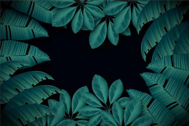 Free Vector realistic dark tropical leaves background