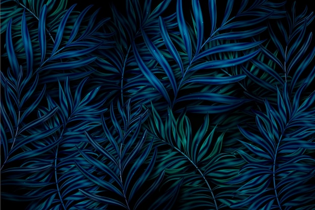 Free Vector realistic dark tropical leaves background