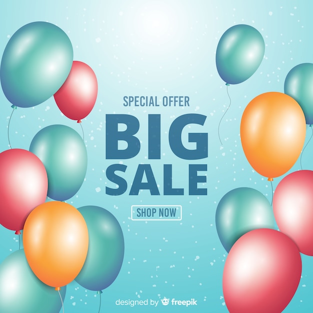 Realistic decorative balloons sales background