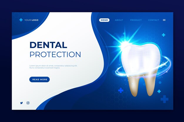 Realistic dental care landing page template