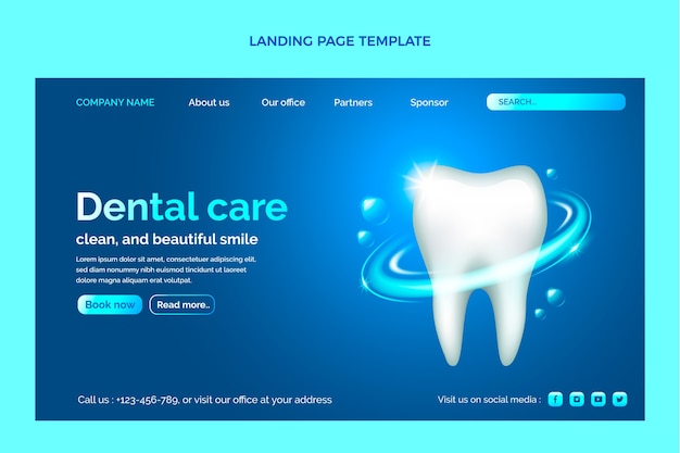 Realistic dental clinic landing page