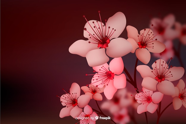 Free Vector realistic design dark floral background