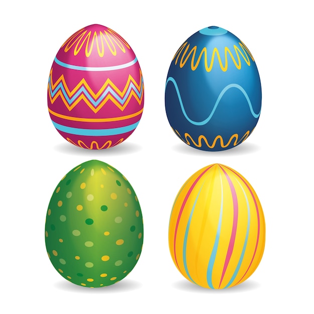 Realistic design easter day egg collection