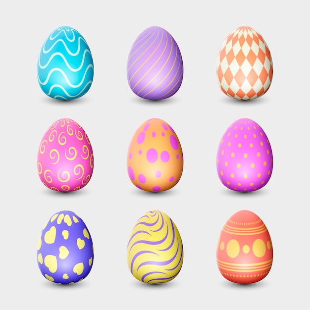 Realistic design easter day egg collection