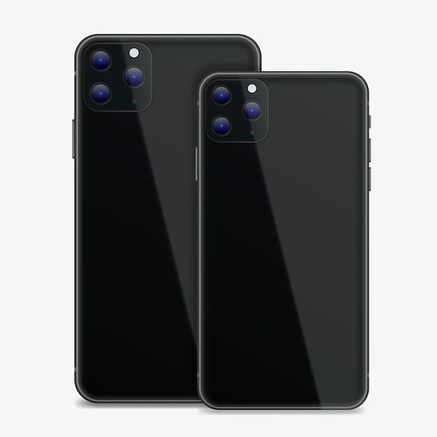 Realistic design smartphone with three cameras