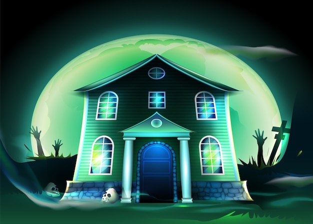 Free Vector realistic design spooky halloween house